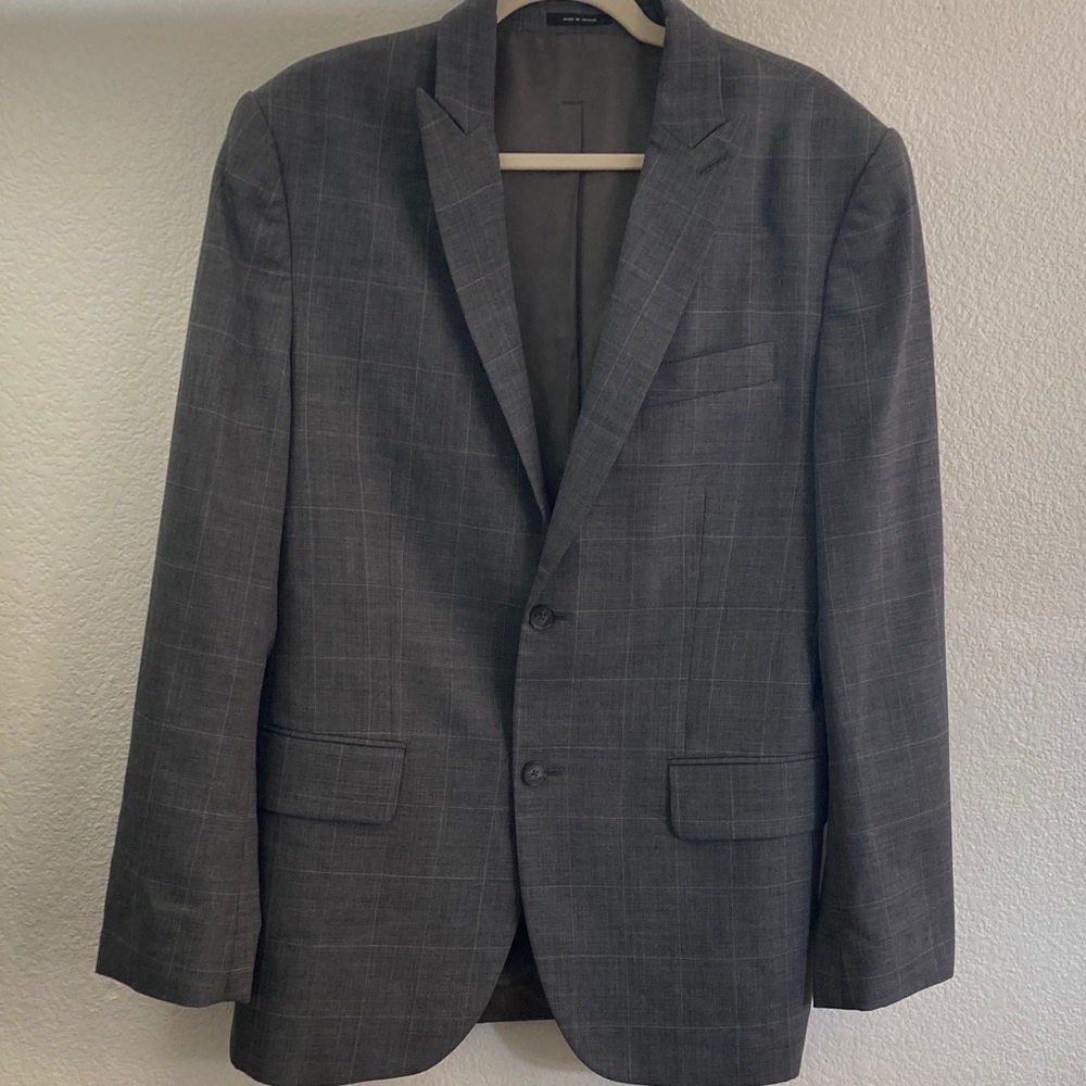 Express Charcoal Men's Blazer excellent stitching 99% wool lined 40R
